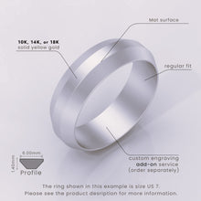 925 Sterling Silver Men's Wedding Band, 6mm Brushed Solid Silver Ring, Classic Beveled Edge Design
