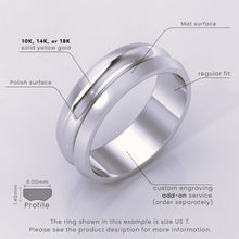 925 Sterling Silver Men's Grooved Wedding Ring | Brushed Silver Wedding Band, Engagement & Anniversary Ring for Him