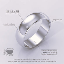 925 Sterling Silver Wedding Band – Polished Dome Classic Ring for Men & Women – Plain Simple Domed Band