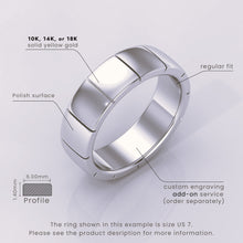 925 Sterling Silver Wedding Band, 6mm Brushed Shiny Beveled Flat Ring, Perfect for Him & Her