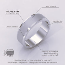 925 Sterling Silver Wedding Band – Beveled Edge Matte Finish – Classic Simple Ring for Men & Women