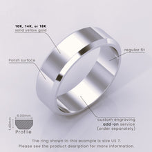 925 Sterling Silver Wedding Band – Beveled Edge Matte Classic Ring for Men & Women – Simple Plain Silver Wedding Band