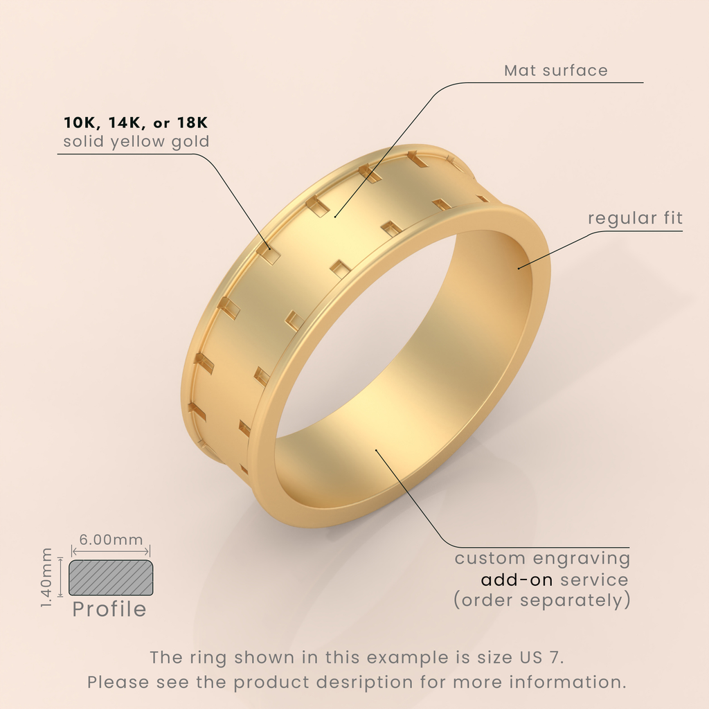 14k Solid Yellow Gold Flat Milgrain Wedding Band – 3mm Classic Comfort Fit Ring for Men & Women – Custom Engraving Available