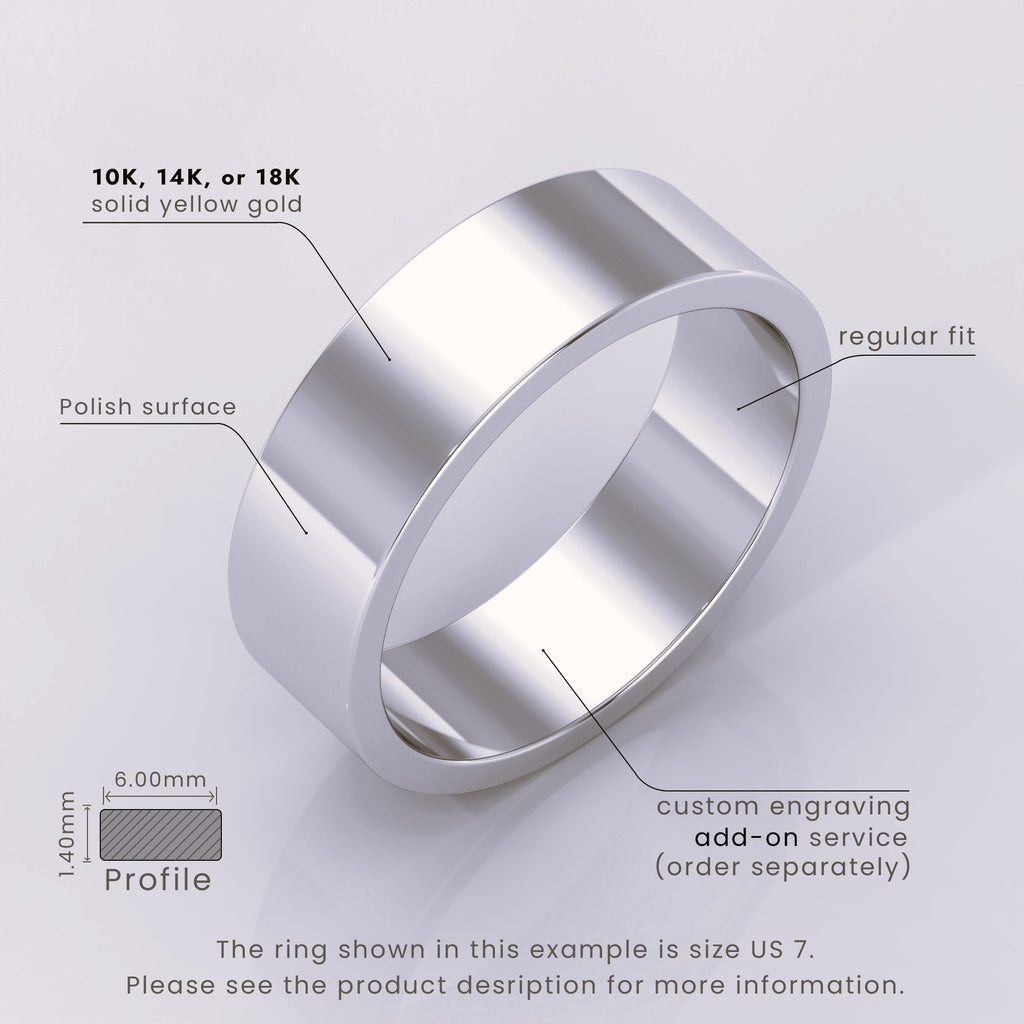 925 Sterling Silver Flat Wedding Band – Matte Finish Classic Ring for Men & Women – Simple Plain Wedding Band