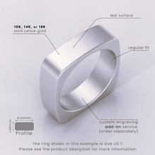 925 Sterling Silver Men's Wedding Band | 6mm Brushed Square Ring | Comfortable Euro Shank Design for Men