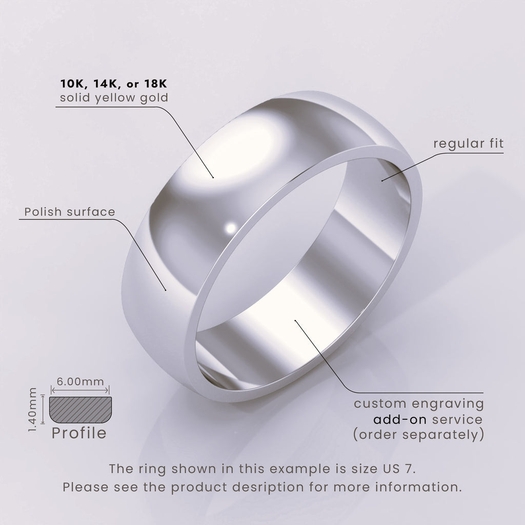 925 Sterling Silver Wedding Band – Polished Comfort Fit Classic Ring for Men & Women – Simple Domed Design