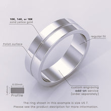 925 Sterling Silver 6mm Grooved Block Men's Wedding Band – Modern & Simple Design Silver Ring