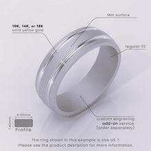 925 Sterling Silver 7mm Brushed Men's Wedding Band – Grooved Modern Style Ring for Him