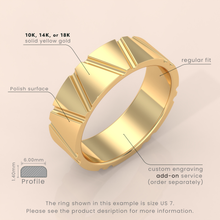 14k Solid Gold Textured Wedding Band – Thin Fluted Stackable Ring, Dainty & Delicate Design, Perfect for Stacking