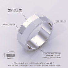 925 Sterling Silver Men's Wedding Band, Classic 6mm Faceted Ring, Simple Solid Silver Wedding Band for Him, Timeless & Elegant Design