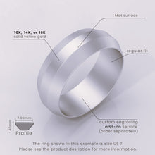 925 Sterling Silver Men's Wedding Band, 6mm Brushed Solid Silver Ring, Classic Beveled Edge Design