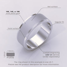 925 Sterling Silver Wedding Band – Beveled Edge Matte Finish – Classic Simple Ring for Men & Women