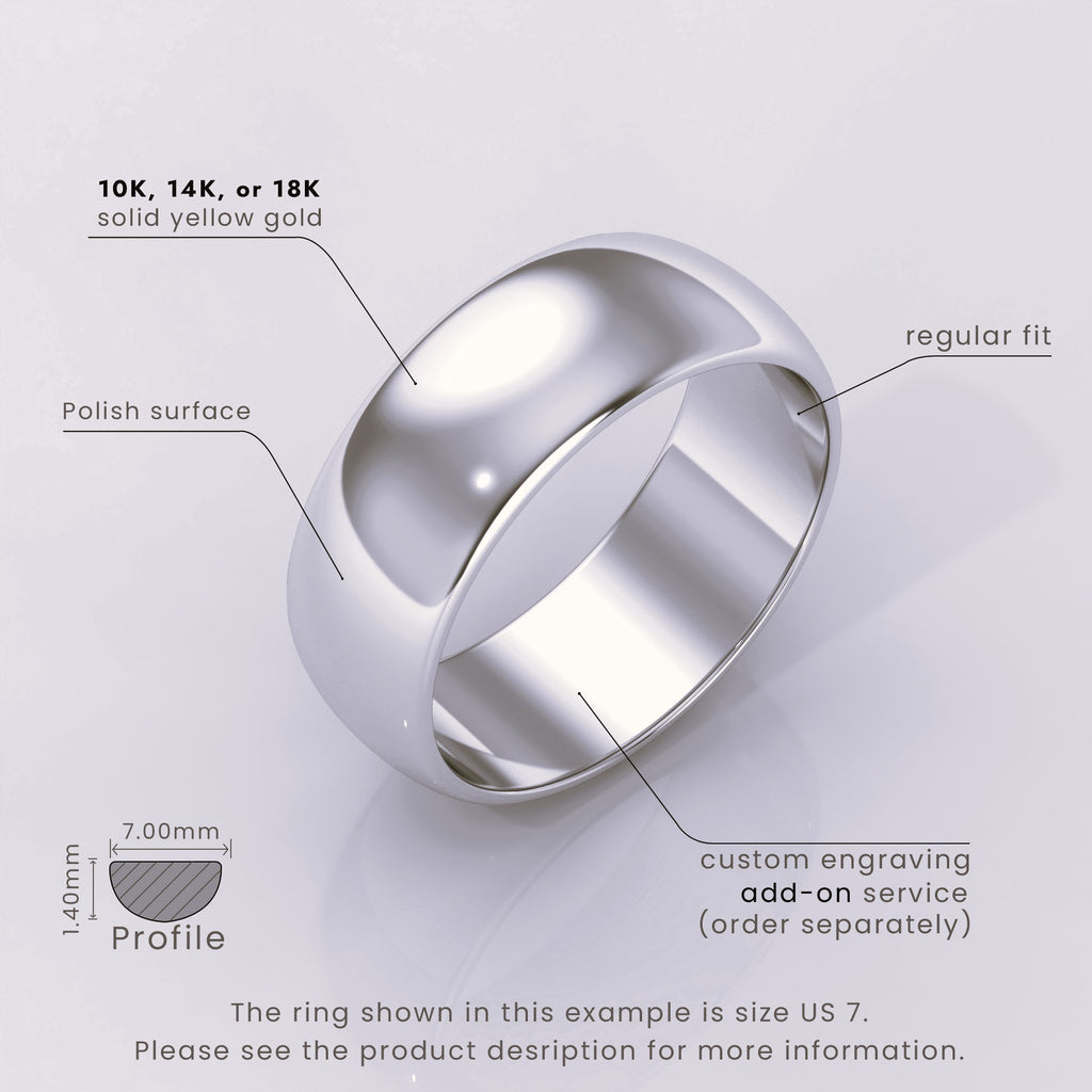 925 Sterling Silver Wedding Band – Polished Dome Classic Ring for Men & Women – Plain Simple Domed Band