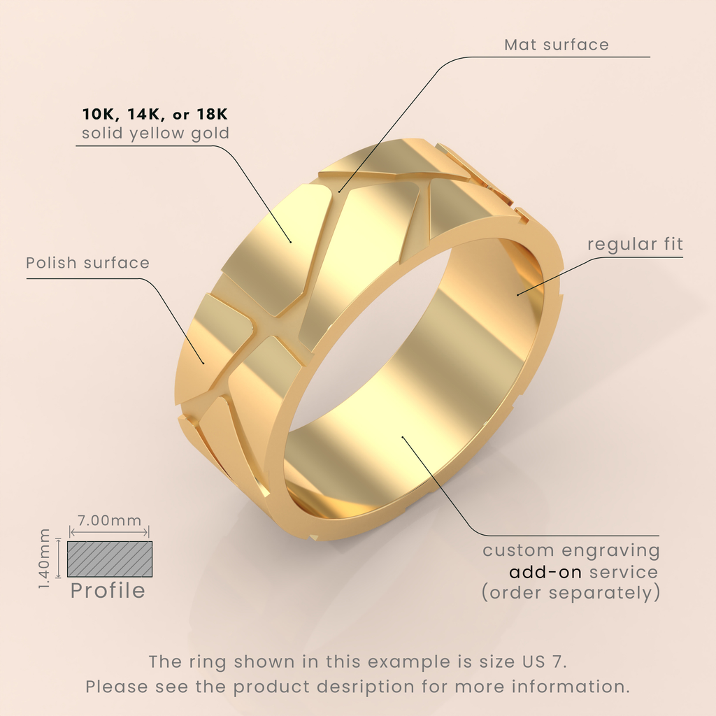 18k Gold Ribbed Band – Thick Plain Stacking Ring, Minimalist Vintage Style Jewelry for Scottie Lovers