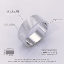 925 Sterling Silver 7mm Men's Wedding Band • Mid-Beveled Ring with Accented Details for Him