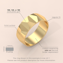 18kt Yellow Gold Men's Wedding Band | 6mm Knife Edge Design, Classic Unique Lines, Durable & Timeless Ring