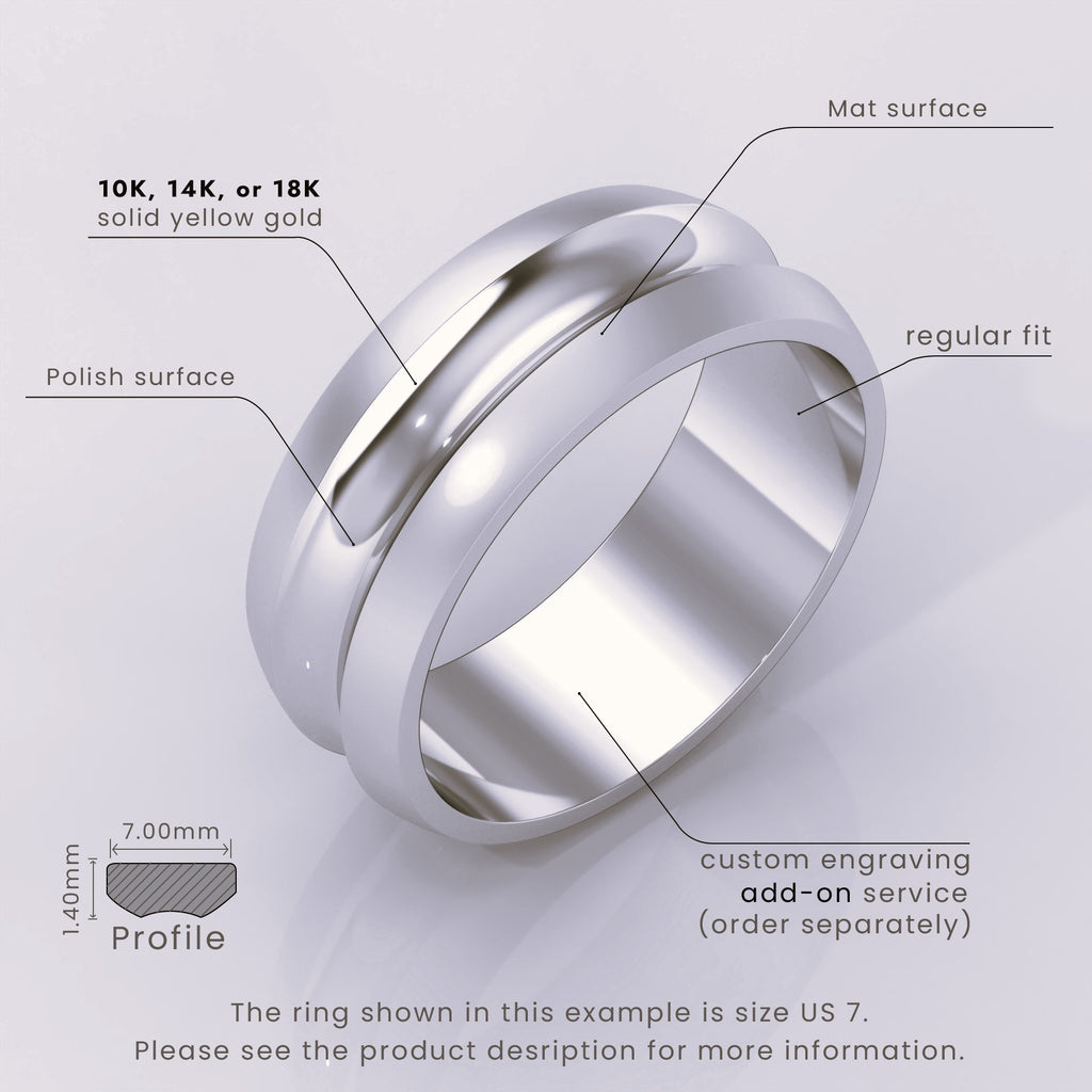 925 Sterling Silver Men's Grooved Wedding Ring | Brushed Silver Wedding Band, Engagement & Anniversary Ring for Him