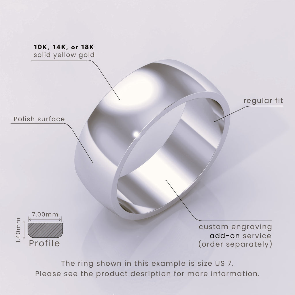 925 Sterling Silver Wedding Band – Polished Comfort Fit Classic Ring for Men & Women – Simple Domed Design