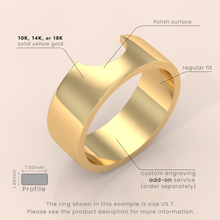 10k U-Shape Curved Wedding Band – Minimalist Thick Gold Ring | Stacking Matching Band & Notched Statement Ring