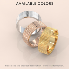 14k Solid Yellow Gold Hammered Wedding Band – Textured Flat Ring for Men & Women | His Hers Couples Ring