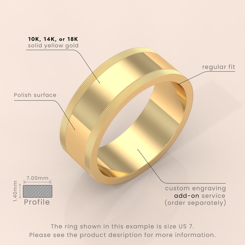 10k 4mm Solid Yellow Gold Wedding Band – Milgrain Comfort Fit Ring for Men & Women | Classic Style with Custom Engraving