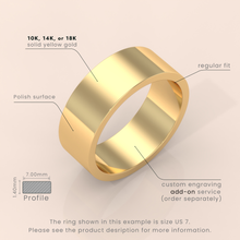 14k Solid Yellow Gold Wedding Band | Flat Matte Classic Ring for Men & Women | Simple Design, Perfect for Weddings
