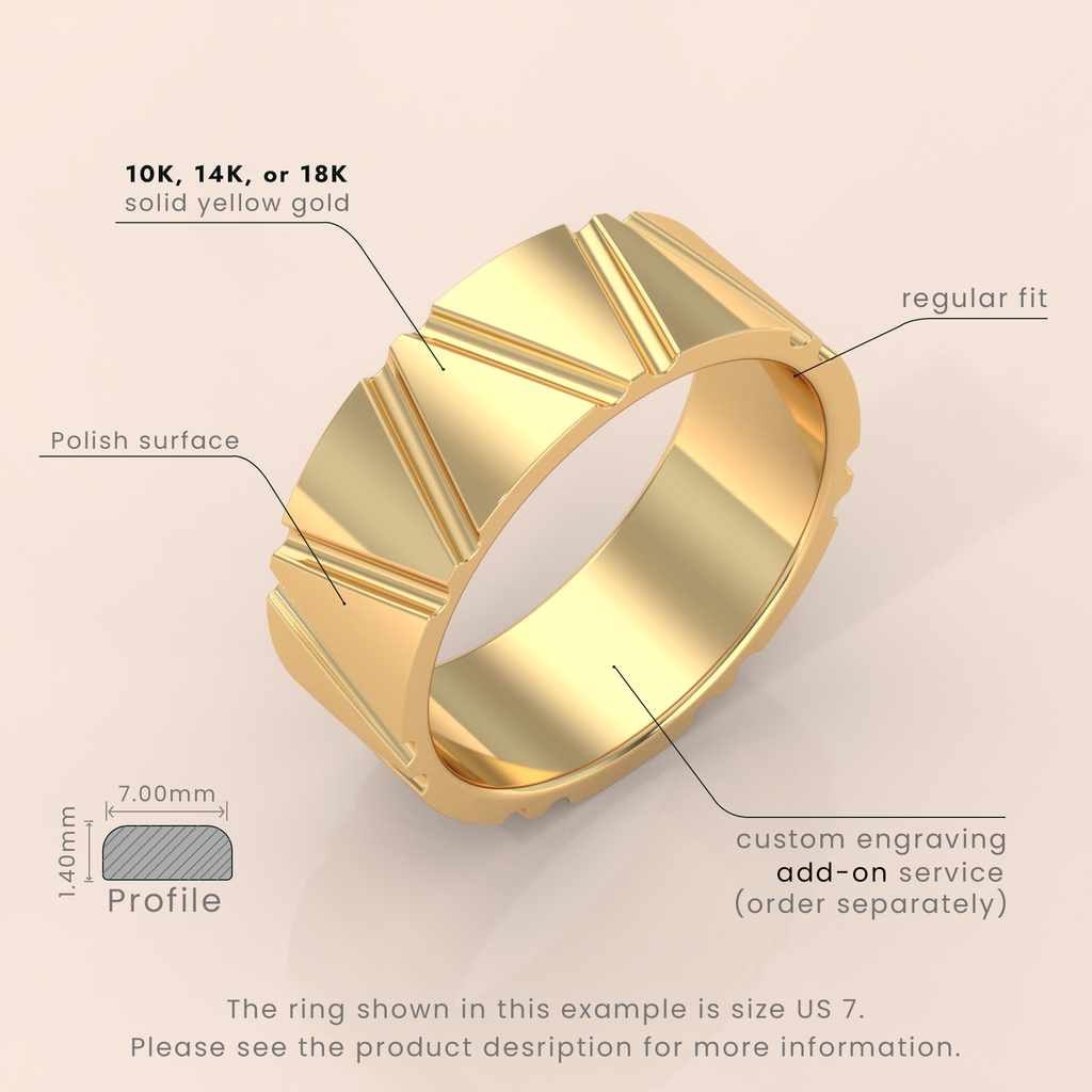 18k Solid Gold Textured Wedding Band – Thin Fluted Stackable Ring, Dainty & Delicate Design, Perfect for Stacking