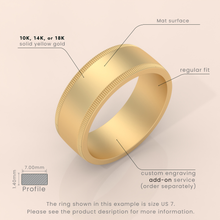 14K Yellow Gold Wedding Band - Ccv Milgrain Ring - Polished Comfort Fit Wedding Band for Men & Women - Classic Gold Band