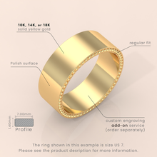 10k Solid Yellow Gold Flat Wedding Band - Polished Comfort Fit Classic Ring for Men & Women - Simple Wedding Band