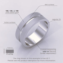 925 Sterling Silver 6mm Men's Wedding Band – Grooved Design, Silver Options in Yellow, White, or Rose – Unique Fancy Accents
