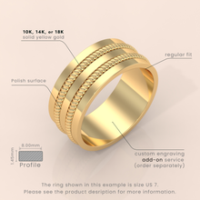 18k Gold Wedding Band for Men – Tungsten Carbide Ring, Durable Promise Band | Anniversary & Engagement Gift for Him