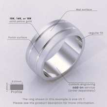 925 Sterling Silver 7mm Men's Wedding Band | Matte Brushed Finish & Double Grooved Design | Real Silver Engagement Ring