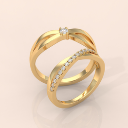 10k Gold Couple Wedding Bands – His and Hers Matching Diamond Accent Rings, Perfect for Engagement or Promise