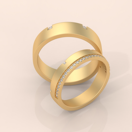 10k Gold Couple Ring Set – Channel-Set Diamond Wedding Bands, Perfect for Engagement or Anniversary