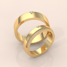 10k Gold Couple Bands – Matching His and Hers Rings with Diamond Details, Perfect for Anniversary or Engagement