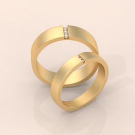 10k Gold Couple Band Set – Elegant His and Hers Wedding Rings with Diamond Accents