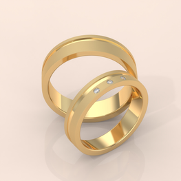 10k Gold Couple Matching Rings – Simple and Elegant Bands with Diamond Accents, Ideal for Promise or Wedding