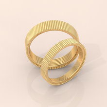 10k Gold Couple Matching Rings – Textured Wedding Bands with Distinct Beaded Edge Design