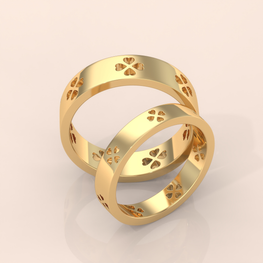 10k Gold Couple Rings with Heart Cutout – Matching Wedding Bands, Unique Anniversary Gift for Him & Her