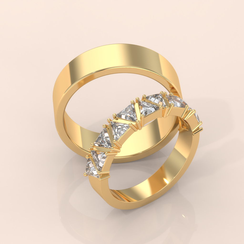 14k Gold Couple Wedding Bands – His and Hers Rings with Princess Cut Diamonds, Perfect Gift for Engagement or Anniversary (Copy)