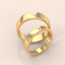 14k Gold Couple Wedding Bands – Unique Chevron V Shape Rings, Matching His & Hers Minimalist Design (Copy)