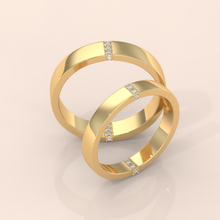 10k Gold Couple Rings – Elegant Minimalist Wedding Bands with Diamond Accents, Classic His & Hers Set
