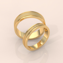 10k Gold Couple Wedding Bands – Elegant His and Hers Matching Rings with Diamonds