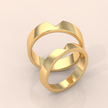 10k Gold Couple Wedding Bands – Unique Chevron V Shape Rings, Matching His & Hers Minimalist Design
