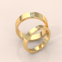 10k Gold Couple Wedding Bands – His and Hers Matching Rings with Baguette Diamonds, Elegant Anniversary Jewelry
