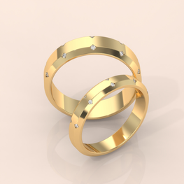 10k Gold Couple Wedding Bands – His and Hers Matching Diamond Rings, Minimalist Promise or Engagement Set