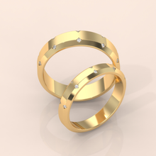 10k Gold Couple Wedding Bands – His and Hers Matching Diamond Rings, Minimalist Promise or Engagement Set