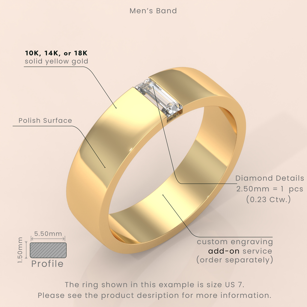 10k Gold Couple Rings – Baguette Diamond Matching Wedding Bands, Unique Engagement or Anniversary Set