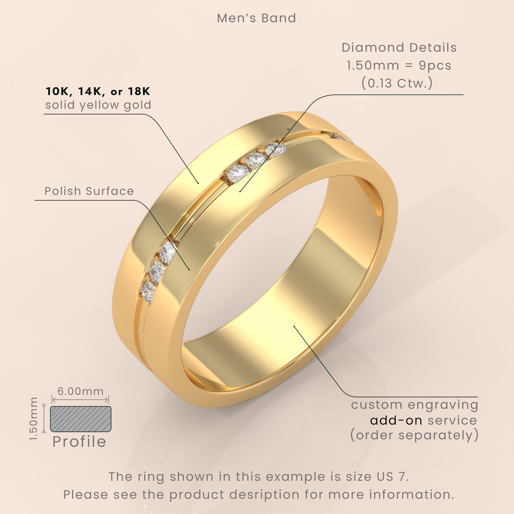 10k Gold Couple Ring Set – Geometric Stair-Inspired Bands with Diamonds, Modern His & Hers Design