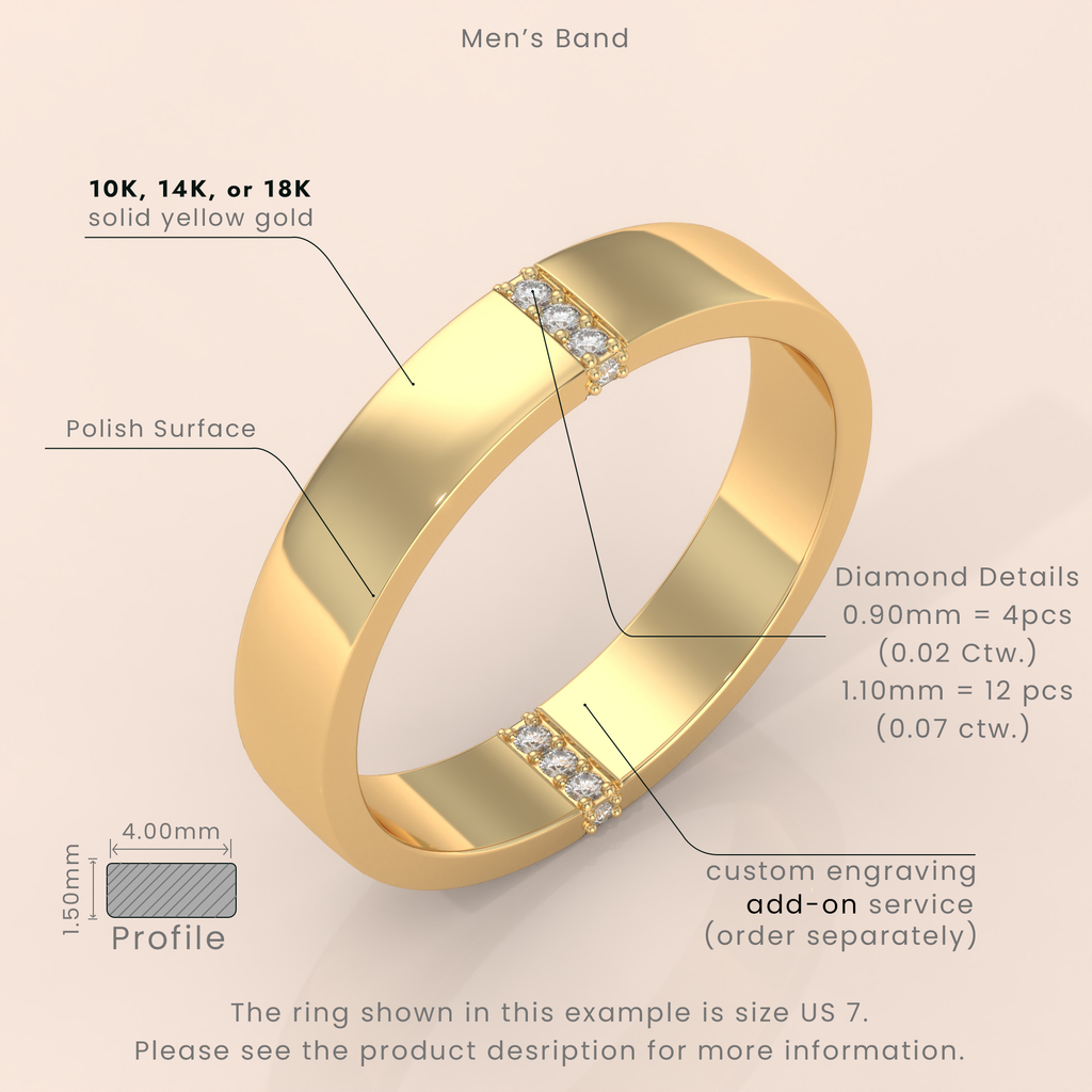 10k Gold Couple Rings – Elegant Minimalist Wedding Bands with Diamond Accents, Classic His & Hers Set